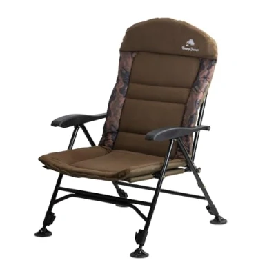 Imagen de CampFeuer Silla de Pesca Plegable Camuflaje Marrón Camping Regulable en Altura Carpa Viaje, amping, Acampada, para Carpas, Reclinable