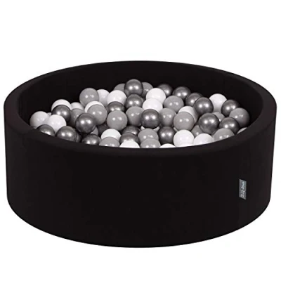 Imagen de KiddyMoon 90X30cm/300 Bolas ∅ 7Cm Piscina De para Ninos Hecha En La UE, Negro:Blanco/Gris/Plata