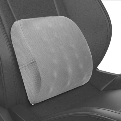 Imagen de Quirlig Cojín Lumbar para Coche, Almohada con Esponja Memoria, Ergonómico Asientos de Silla Oficina, Ruedas, Gris