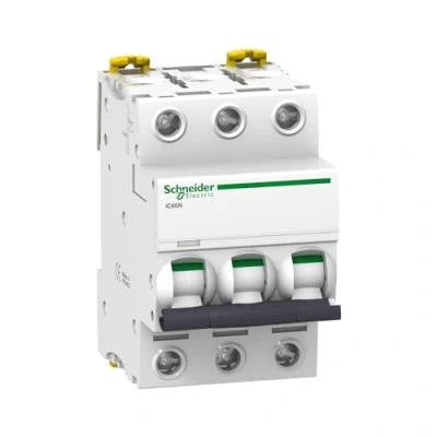 Imagen de Schneider Electric A9F74325 IC60N Disyuntor, Acti9, 3P, 25A, Curvatura C, 50/60 Hz, Blanco