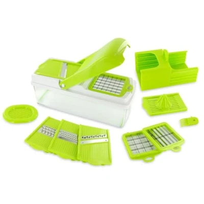 Imagen de Easy Make CMKD3211 RALLADOR MANDOLINA 7 Funciones, Acero Inoxidable Y PP, Verde Blanco, 27,50 x 11,50 12,50 cm