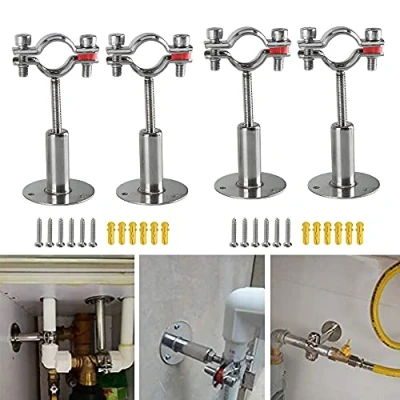 Imagen de 4Pcs Ajustable Tubo Soporte Abrazaderas De Pipa, 304 Acero Inoxidable Abrazadera Del Soporte, Fuerte Y Estable Para Un DiáMetro 32 34 MM, Ideal La FijacióN TuberíAs, Tubos O Barras, Etc.