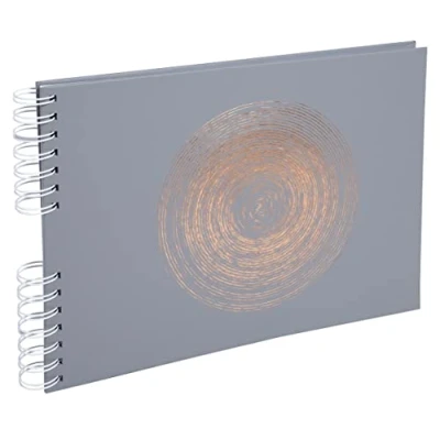 Imagen de Exacompta 16168E Álbum de Fotos en Espiral ELLIPSE 150 50 Páginas Blanco Formato 32 x 22 cm Cubierta Piel Sintética Gris con Marca Elipse Oro Rosa