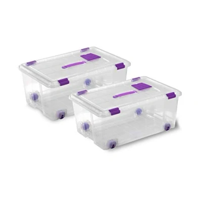 Imagen de TODO HOGAR Caja Plástico Almacenaje Grandes Multiusos con Asa y Ruedas Medidas 585 x 390 250 Capacidad de 42 litros (2)