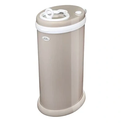 Imagen de Ubbi cubo de pañales acero con bloqueo olor, no requiere bolsa especial, ahorro dinero, galardonado, imprescindible diseño moderno, color gris pardo