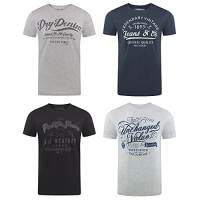 Imagen de riverso RIVLeon Camiseta de Manga Corta para Hombre, Cuello Redondo, 4 Unidades, 100% algodón, Corte Regular, Color Mix 22, M