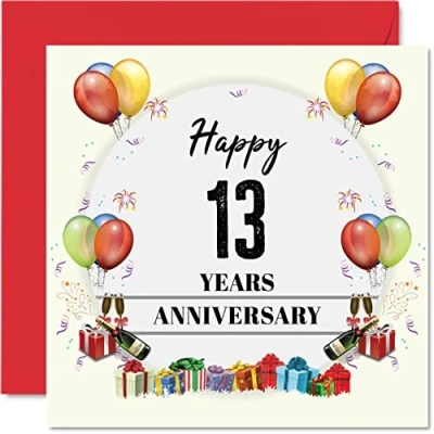 Imagen de Stuff4 tarjeta de 13 aniversario para marido y esposa, fiesta aniversario, feliz boda pareja, tarjetas felicitación 145 mm x trece aniversarios