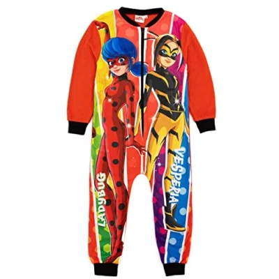 Imagen de Miraculous Niñas Pelele Rojo Ropa de Estar por casa Forro Polar Todo en uno Mariquita Vesperia Pijama para niños PJs Dormir Mercancía Regalo Acogedor