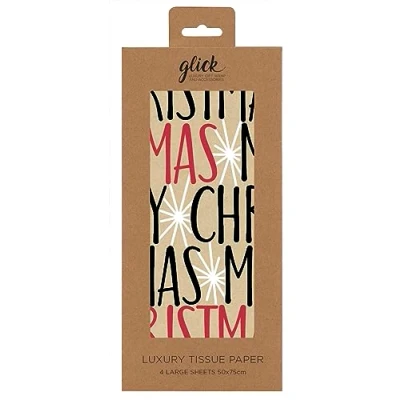 Imagen de Glick Cuatro hojas de papel seda Navidad, Feliz para regalos Navidad (cuatro hojas)