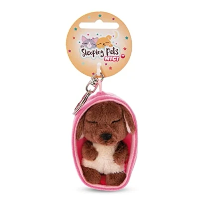 Imagen de NICI durmient Llavero Mascotas dormilonas Perro marrón 8cm, Color Brown, 8 cm (48832)