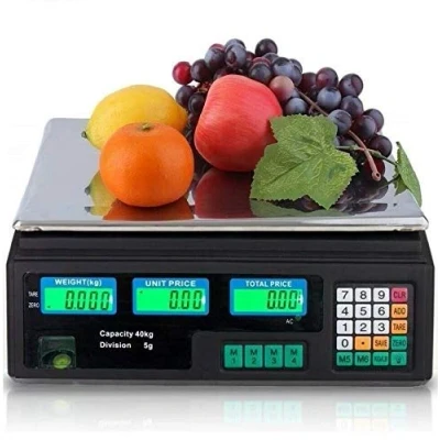 Imagen de Maxell Power BASCULA BALANZA Comercial para Pesar Fruta VERDURA Peso 40KG Suma BATERIA Y 220V