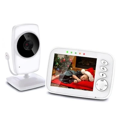 Imagen de NWOUIIAY Camara Vigilancia Bebe con Pantalla LCD de 3.2&quot; Vigilabebes Visión Nocturna Modo VOX Comunicación Bidireccional Zoom 2X Nanas et Sensor Temperatura