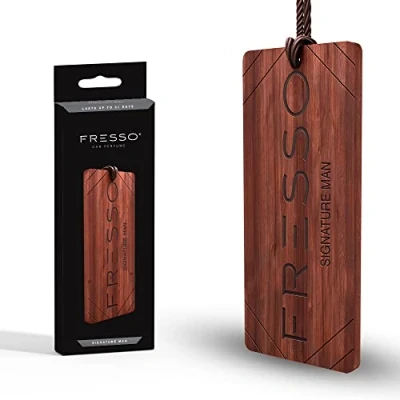 Imagen de FRESSO Ambientador colgante de madera, perfume lujo para tu coche, fragancia coche (Signature Man) Brown