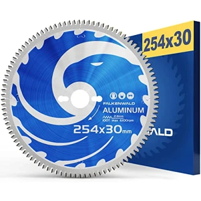 Imagen de FALKENWALD ® hoja de sierra circular 254 x 30 mm, ideal para aluminio, compatible con Bosch GTS 10 XC y PTS10, mm