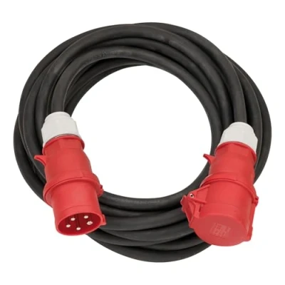 Imagen de Brennenstuhl Professional CEE Cable alargador eléctrico IP44 (Cable de 10 m, con Enchufe y Conector 400V/32A, 5 Polos, para Uso en Exteriores, Made in Germany) Negro