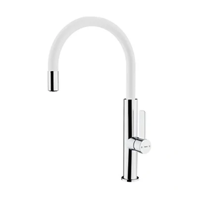 Imagen de Grifo De Cocina Teka Monomando Fot 995 Color Cromo Y Blanco Ref 116030024 Caño Giratorio