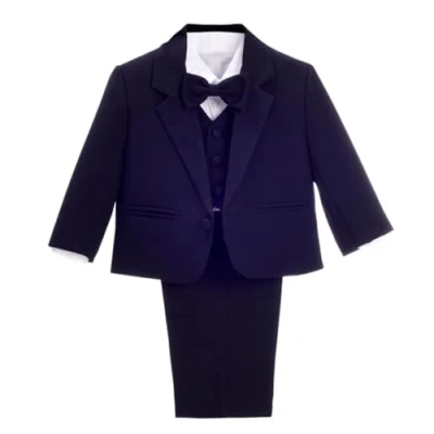 Imagen de Lito Angels Trajes para Bebe niño de Vestir Elegante Azul Marino Oscuro, Conjunto 5 Piezas Traje Formal Fiesta, Ceremonia y ocasión Especial, Tamaño 6 a 9 Meses (Número Etiqueta 9M)