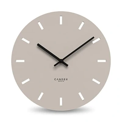 Imagen de Cander Berlin MNU 2530 P Reloj de Pared silencioso sin tictac, 30 cm, analógico, Cocina, salón, Moderno, Vintage, Gris cálido, MDF