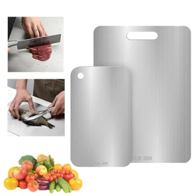 Imagen de Titanium Cutting Board 2 pcs, Tabla de Cortar Titanio, Board, Corte Acero Inoxidable 304, Aplicable a Ayudante Verduras Cocina