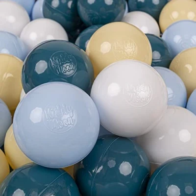Imagen de KiddyMoon 100 Bolas/7Cm Bolas Colores De Plástico para Piscina Niños, Turquesaos/Azulpas/Amarillopas/Blanco