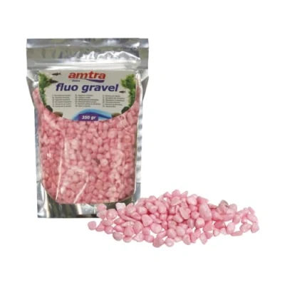 Imagen de Amtra Fluo Gravel Grava Decorativa Para Acuarios, Fondo De Cerámica, Acuarios Agua Dulce Y Salada, Libre Polvo, Rosa, 350 G