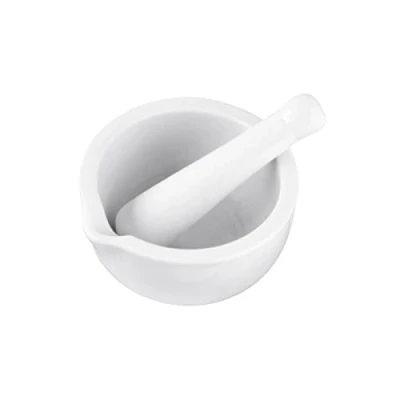 Imagen de Fackelmann Mortero de Cocina Cerámica, para Triturar Ajo, Pimienta, Perejil, Especias, Salsas y Aliños, Color Blanco, Apto Lavavajillas, 11x6 cm 1 ud.