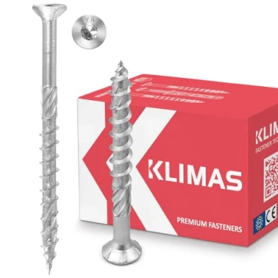 Imagen de Klimas Tornillos para madera torx avellanada multiusos construcción de tejado blanco 4x40 mm 400 uds.