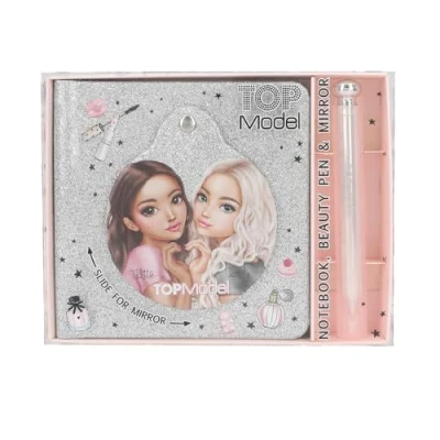 Imagen de Depesche 13174 TOPModel Beauty Cuaderno en Plata Brillante, con Motivo de Modelo, Incl. bolígrafos, páginas rayadas y Espejo, Paper, Multicolour, One Size