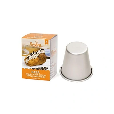 Imagen de DECORA, 0062962 Molde Profesional para Babà en Aluminio Anodizado, Paquete de 6 Moldes, Diseño Profesional, Ideal hacer un postre la tradición italiana