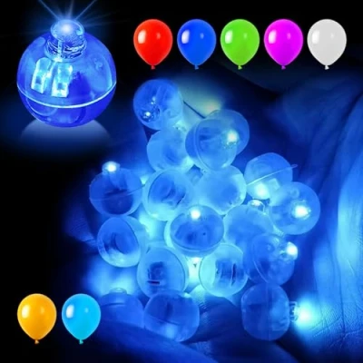 Imagen de 100 Piezas Globos Luces Led Pequeñas,Mini Lampara Azul,Luces Pequeñas Individuales Impermeable y Reutilizable,Mini Redondo para Cumpleaños, Boda, Fiesta,Navidad,Halloween