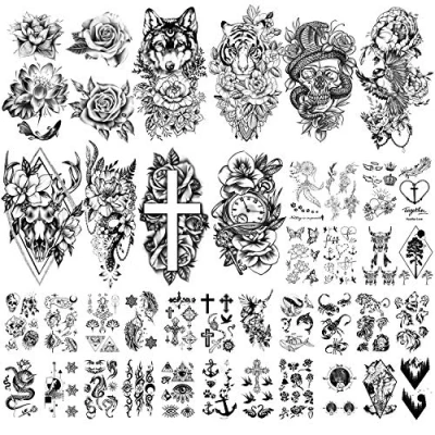 Imagen de 40 Hojas Gran Colección de Flores Sexy Tatuajes Temporales Impermeables que Duran un Tatuaje Falso para Mujeres y Niñas