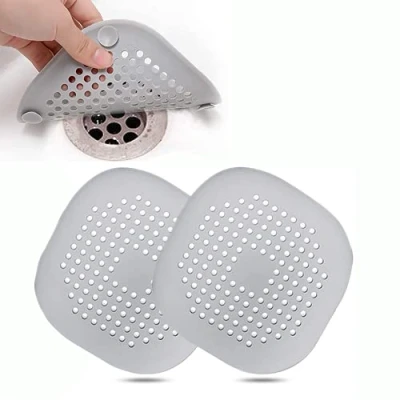 Imagen de 2 Piezas Silicona Protector de Drenaje, Tapa Drenaje con Ventosas Fuertes, Cubierta del DREN Bañera Colador, Filtro para Fregadero Cocina Baño (Gris)