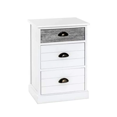 Imagen de HAKU Möbel Cómoda gris, blanco, Madera maciza, metal Dim.: AN 41 cm x AL 60 P 31 cm, Estilo: Muebles Costeros