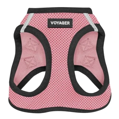 Imagen de Best Pet Supplies Voyager Step In Air arnés para Perro, Malla Todo Tipo de Clima, Perros pequeños y medianos, (Rosa/Ribete Negro), Talla S