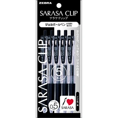 Imagen de 5 pi?ces P JJ15 BK5 Zebra Sarasa gel bille clip stylo noir 0,5 (japon importation)
