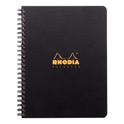 Imagen de RHODIA, 119910C, Cuaderno con espiral lateral, A5+, Interior: Cuadrados Pequeños, 160 páginas extraíbles, Papel Clairefontaine 90gr, Cubierta polipropileno, Negro