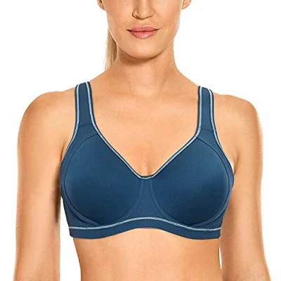 Imagen de SYROKAN Sujetador Deportivo Alto Impacto X Back Tallas Grandes Cómodo para Mujer Zafiro Estrella 95I
