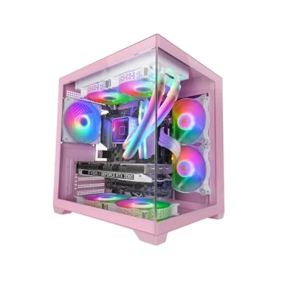 Imagen de MARS Gaming MC VIEW2, Caja MicroATX, Doble Cristal Templado Continuo Sin Marco, 1x Ventilador FRGB Trasero 120mm, Soporte Refrigeración Líquida hasta 240mm, Estructura de Cámara, Rosa