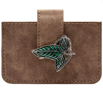 Imagen de Lord of the Rings Bosque Encantado Elven Leaf Emblema Billetera/Cartera Portatarjetas ID &amp; Portatarjetas, Marrón
