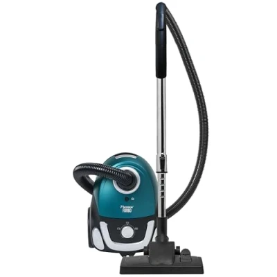 Imagen de Bestron Aspiradora Moderna con Bolsa de 1.1 L, Alcance: 7.5 m, 750 Vatios, Color Negro/Azul