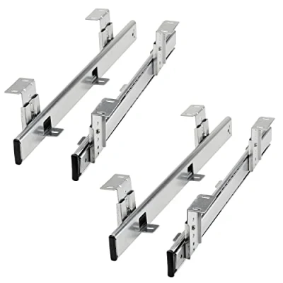 Imagen de 2 pares JUNKER Cajón para teclado KT1 30 H35 400 NF mm de color plata (Parcialmente extraíble Con soporte montaje/Regulable en altura, cargable hasta kg) Estante