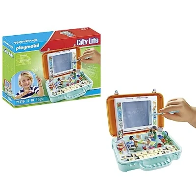 Imagen de PLAYMOBIL City Life 71216 Aula Maletín, Problemas matemáticos y Pizarra para Escribir, Juguete Educativo, Juguetes niños a Partir de 4 años