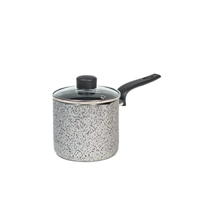 Imagen de Home Salt Npepper Hervidor de leche aluminio con revestimiento antiadherente, tapa cristal, 12 cm