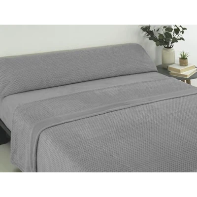 Imagen de Donegal Collections Juego de Sabanas Coralina Cama 90 3 Piezas Sabana Bajera Ajustable, Encimera y Funda Almohada 90x190 Invierno Gris