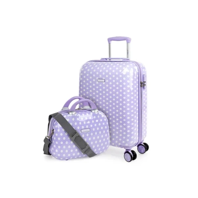 Imagen de ITACA Maletas de Viaje Juego para Niña y Niño Maleta Infantil Cabina Set Ligeras con Candado Combinación, Topos Malva