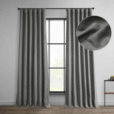 Imagen de HPD Half Price Drapes BOCH LN185 P Cortinas de Lino sintético para oscurecer la habitación (1 Panel), 50 x 108, Color Gris