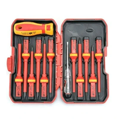 Imagen de BE Tool Juego de destornilladores para electricistas 1000 V, aislados, VDE PH, PZ, SL TX, intercambiables reparación (paquete 13)