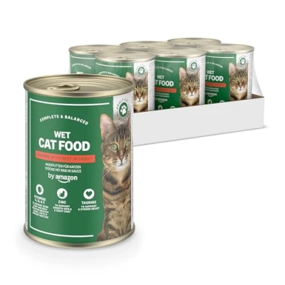 Imagen de by Amazon Comida húmeda para Gatos Lata Trozos de Carne en Salsa, Paquete 6