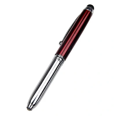 Imagen de Bolígrafo LED BE TOOL con linterna 3 en 1, lápiz capacitivo, luz LED, bolígrafos de tinta alimentados por recarga y baterías para escritura nocturna (1 paquete, rojo)