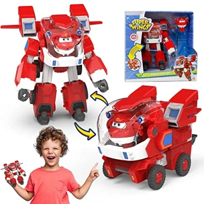 Imagen de Super Wings EU750321 Robot Suit with Mini Jett Transforming Figure Plane Vehicle Playset Toys for 3+ Years Old Boys Girls, Red, 7&#039;